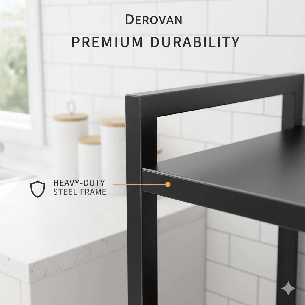 4‑Tier Heavy‑Duty Metal Shelf Rack with Slide‑Out Baskets & Lockable Wheels – Adjustable Shelving for Kitchen, Living Room, Garage - Image 3