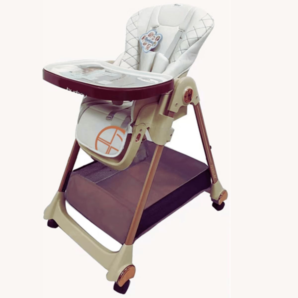 Portable Foldable Baby High Chair with Height Adjustment, Wheels, Safety Belt, Reclining Backrest, Removable Tray & Cushion for Easy Cleaning, Convertible Toddler Dining & Booster Seat - Image 6