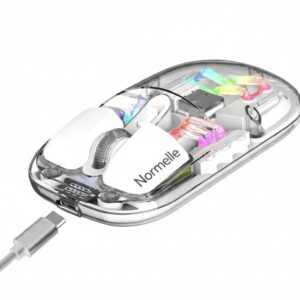 Wireless Gaming Mouse with RGB Lighting, 2.4G USB and Bluetooth Connectivity, Silent Clicks, Adjustable DPI, Rechargeable Battery, Transparent Shell, Magnetic Design