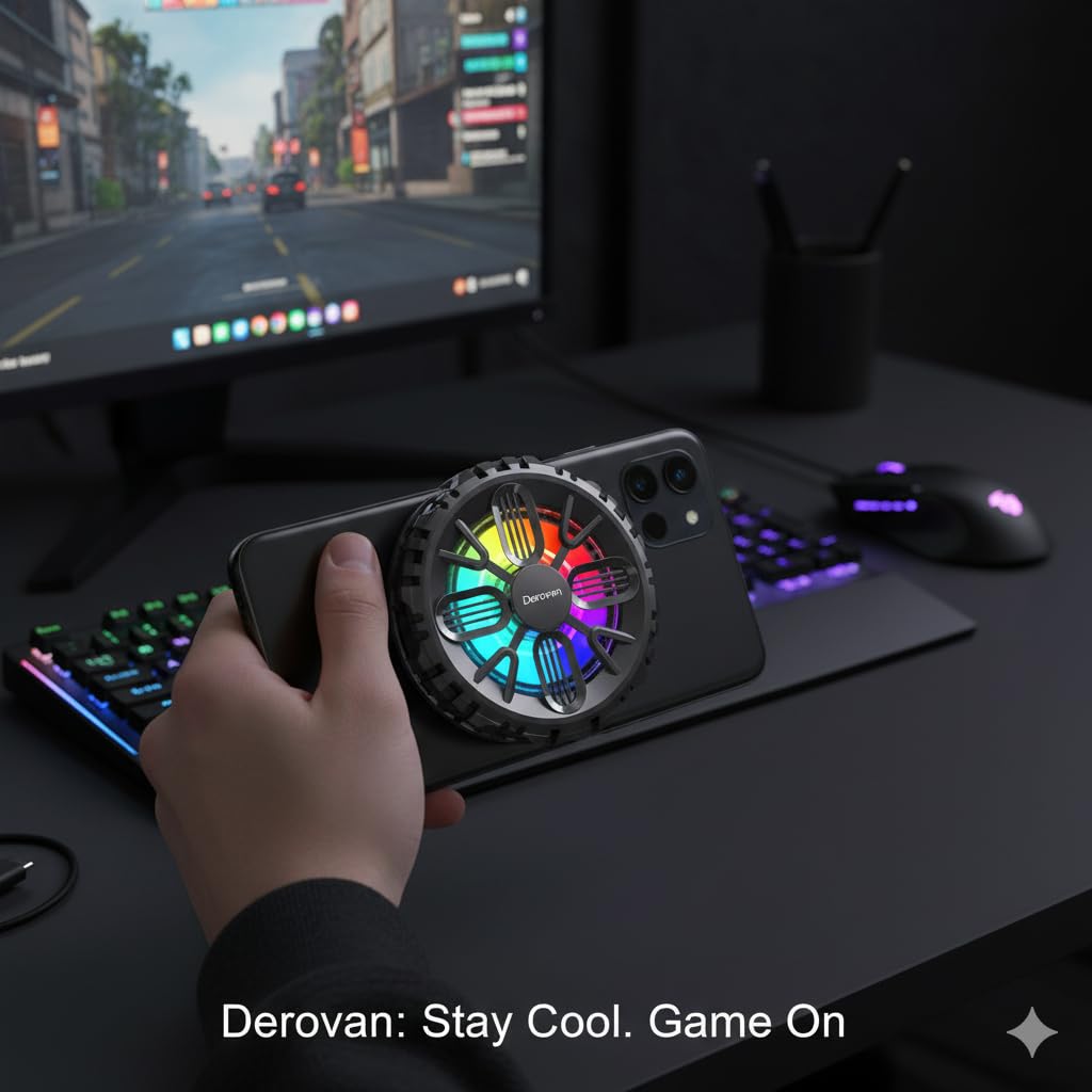 Magnetic Smartphone Cooler – Rechargeable Semiconductor Cooler with RGB LED, Temp Display & 30×30 mm Cooling Plate – For Gaming & Live Streaming - Image 2