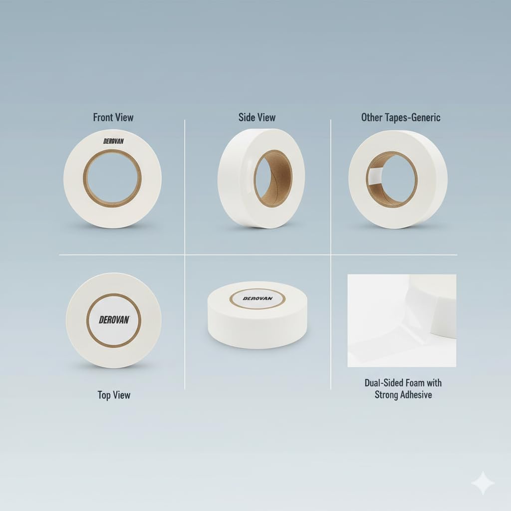 Heavy-Duty Double‑Sided Foam Mounting Tape (Pack of 2) – Strong Adhesive, Holds Up To 900 g (2 lb), Ideal for Walls, Tiles & Wood, 16 mm Width - Image 5