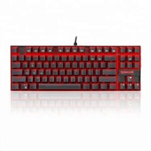 Gaming Mechanical Keyboard – Compact 82-Key Red Switch Keyboard for Fast Typing – Dual Language Arabic-English – Ice Blue Light with 19 Modes & Ergonomic Volume Control Knob