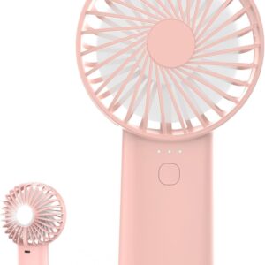 Gonaar Portable Mini Fan – 5000mAh Powerful Handheld Rechargeable Fan with Flashlight, 3 Speeds, USB Cute Design for Travel, Makeup & Eyelash Drying (Pink)