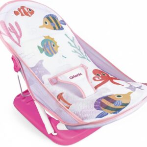 Foldable Toddler Bath Support Seat with 3 Reclining Positions | Adjustable Baby Bather with Mesh Sling, Headrest and Space-Saving Design for Sink or Bathtub | Portable Infant Bath Chair