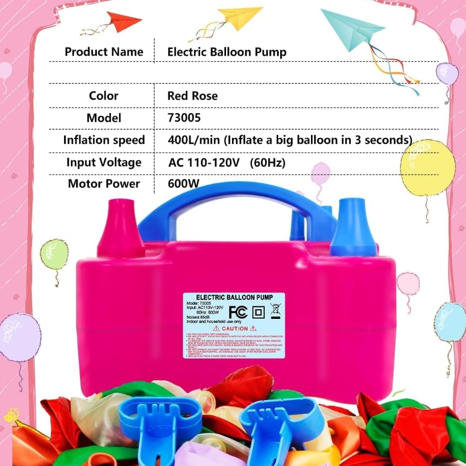 High Power Portable Balloon Pump Electric, Dual Nozzles, Automatic, Battery Powered | Inflate Balloons, Party Supplies, Birthday Decorations, Helium Balloon Pump, Balloon Stand, New Year Decorations - Image 2