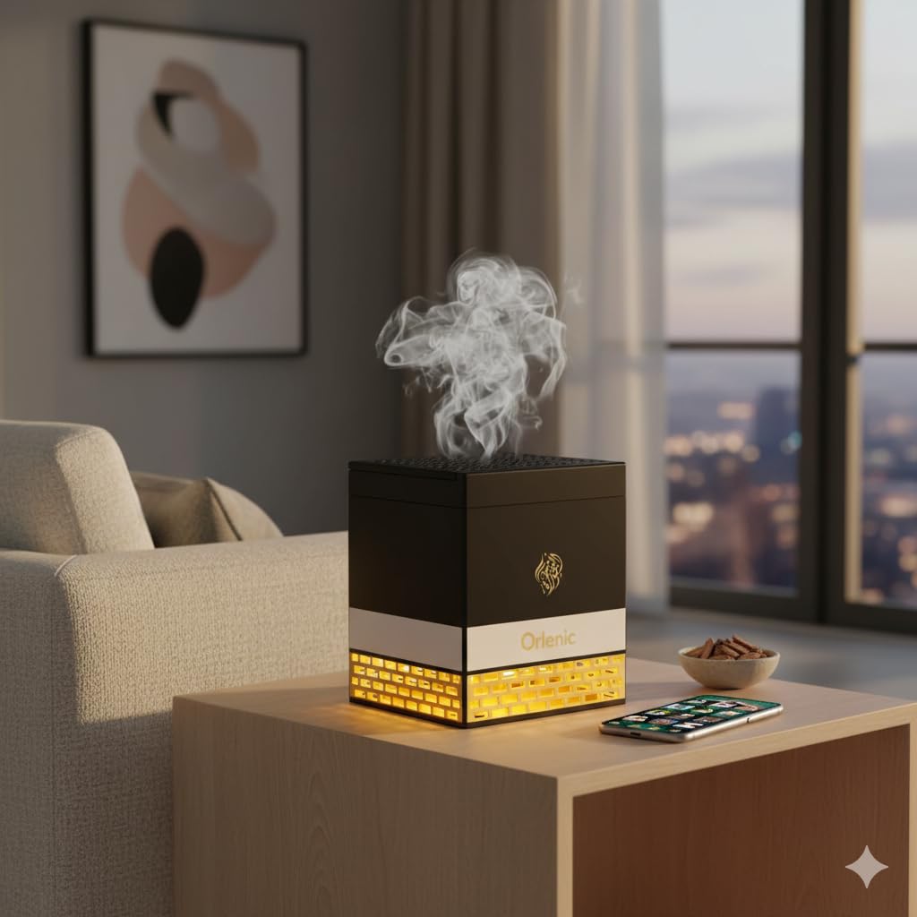 Kaaba Quran Speaker with Bakhoor Burner, Bluetooth APP Controlled Azan Speaker with Remote, Dimmable Color Changing Night Light, 114 Surahs, 16 Reciters, Multi-Language Translation, Gold - Image 2