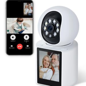 2K Indoor Smart Camera with 2.8” Screen – Two-Way Video Calling, Cry Detection, Human Motion & Sound Alerts, Night Vision, App Control – Baby, Elder, Dog, Pet Monitor with One-Touch Call Feature