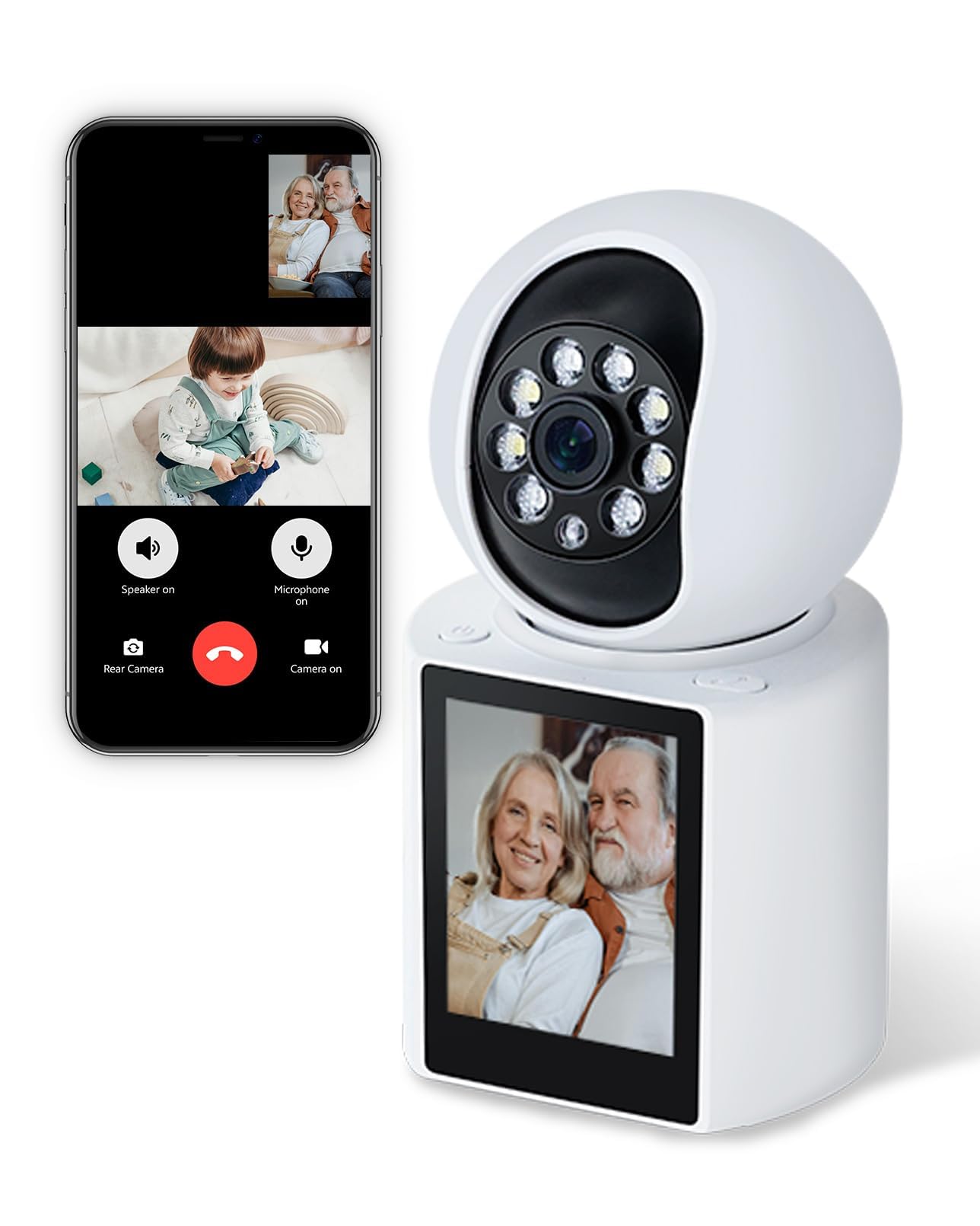 2K Indoor Smart Camera with 2.8” Screen – Two-Way Video Calling, Cry Detection, Human Motion & Sound Alerts, Night Vision, App Control – Baby, Elder, Dog, Pet Monitor with One-Touch Call Feature