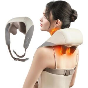 Mini Shiatsu Neck Massager with Heat/Deep Tissue Kneading for Neck, Shoulder, Back, and Legs, Electric Massager for Pain Relief, Ideal Gift for Men, Women, Dad, and Mom