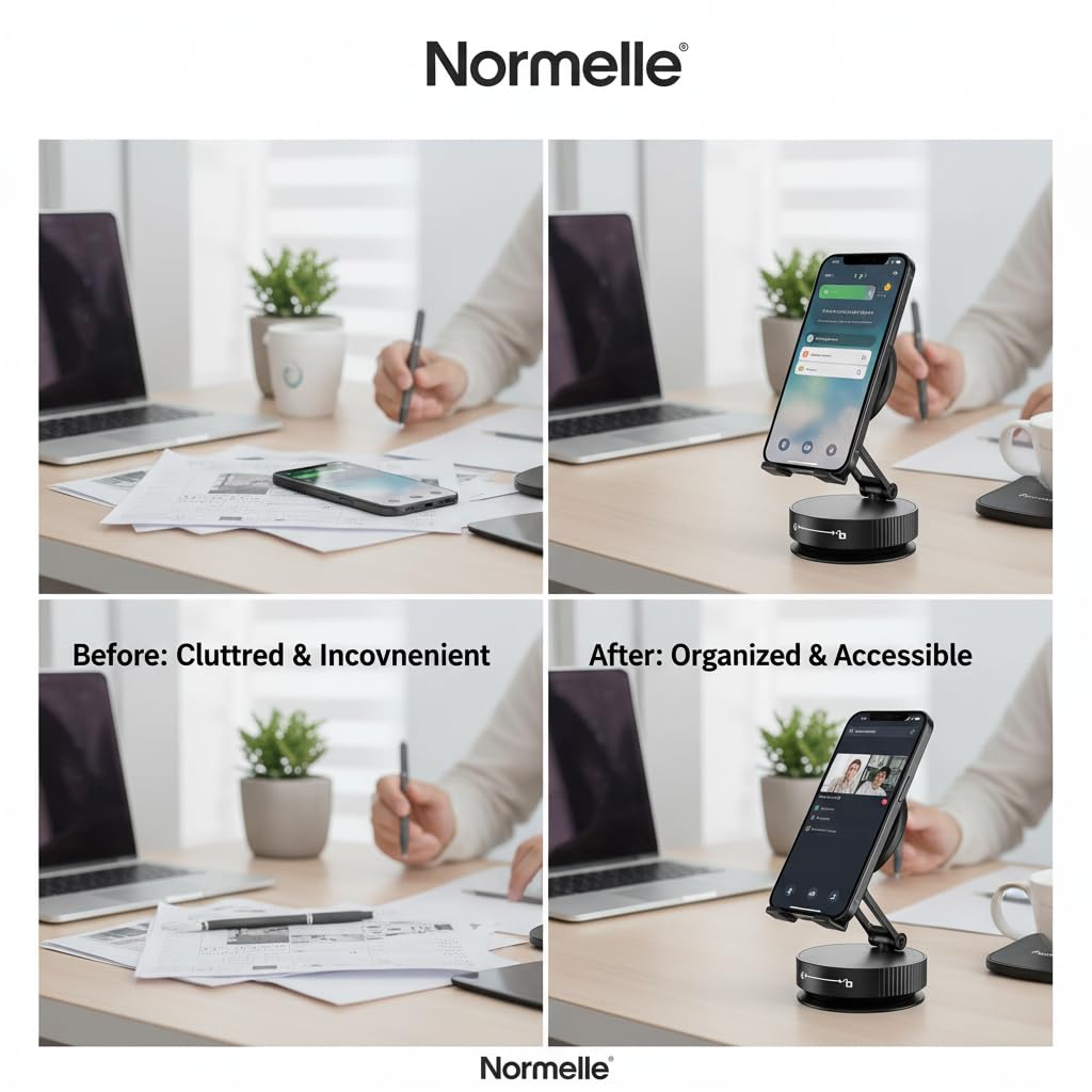 Universal Magnetic Phone Holder Stand for Car, 360° Rotatable Zinc Alloy Suction Cup Mount, Compatible with All Smartphones, Smooth Surface or Adhesive Pad for Home, Gym, Office, Travel - Image 6