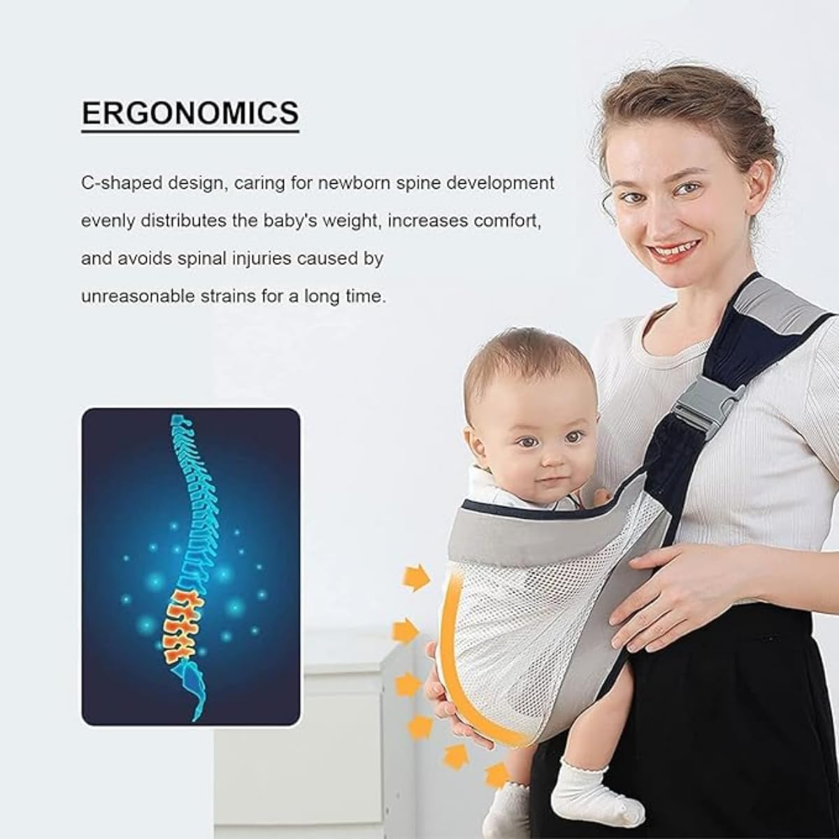 Baby Sling Carrier Newborn to Toddler/Adjustable Lightweight One Shoulder Wrap with Hip Seat | Breathable, Non-Slip Baby Holder Carrier, Soft Infant Sling for Newborns to Toddlers, - Image 3