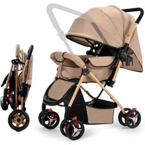 Two Way Lightweight Stroller for Newborns & Toddlers/One Click Foldable Travel Stroller with Reversible Handle, Shock Absorption, Extra-Wide Seat & Strong Brakes