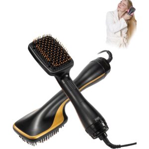 Hair Dryer Brush 2-in-1 | Hair Straightener & Curler | Travel-Friendly Blow Dryer | Thermal Styling Brush for Men & Women | Beard Trimmer & Diffuser for Curly Hair | Hot Air Comb