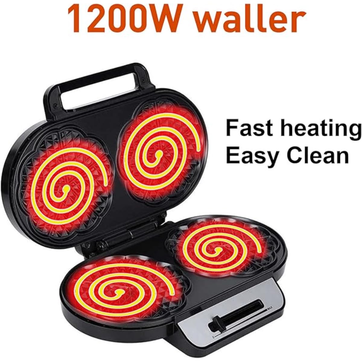 Waffle Iron 1200W – Double Heart Waffle Maker with Non-Stick Plates, Adjustable Temperature, Dual Plates, Continuous Heat Control - Image 5