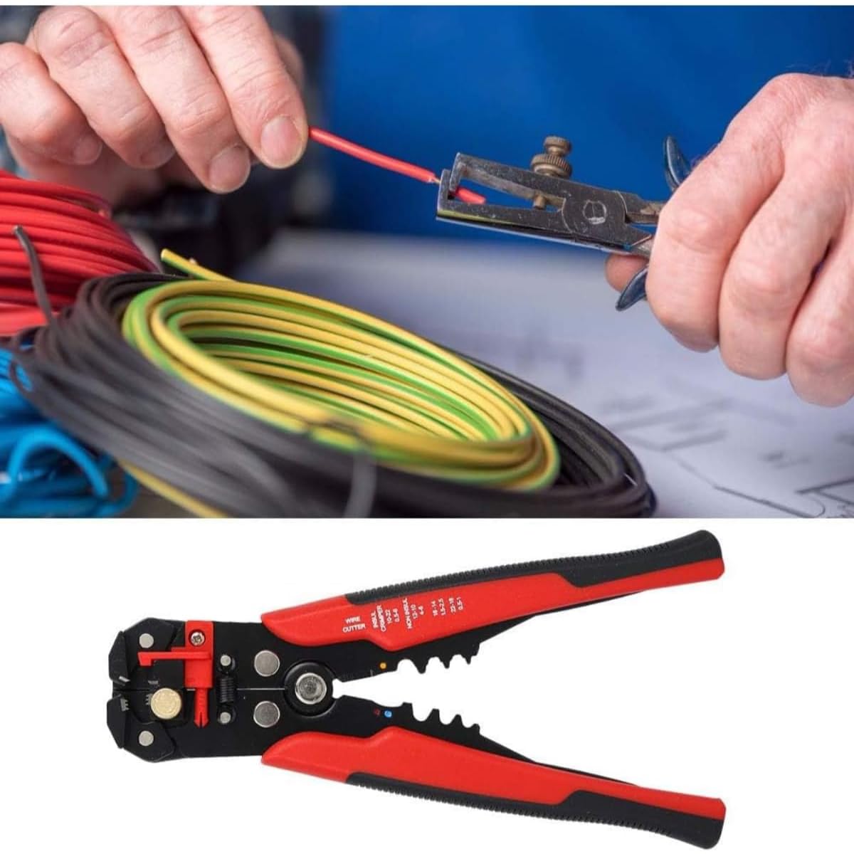 Self-Adjusting Wire Stripper, Strip, Crimp & Cut, Auto-Adjusts, Heavy-Duty & Precision Blades, Ergonomic Grip, Perfect for Electricians & DIY - Image 2