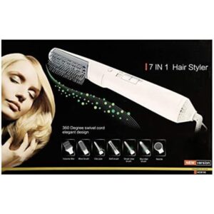 Hair Dryer & Volumizer | One-Step Air Styler with Ionic Tech | 1000W Hot Air Brush | 2 Heat Settings + Cool | Includes Conical Curling & Volumizing Attachments | Fast Drying, Curling, & Straightening