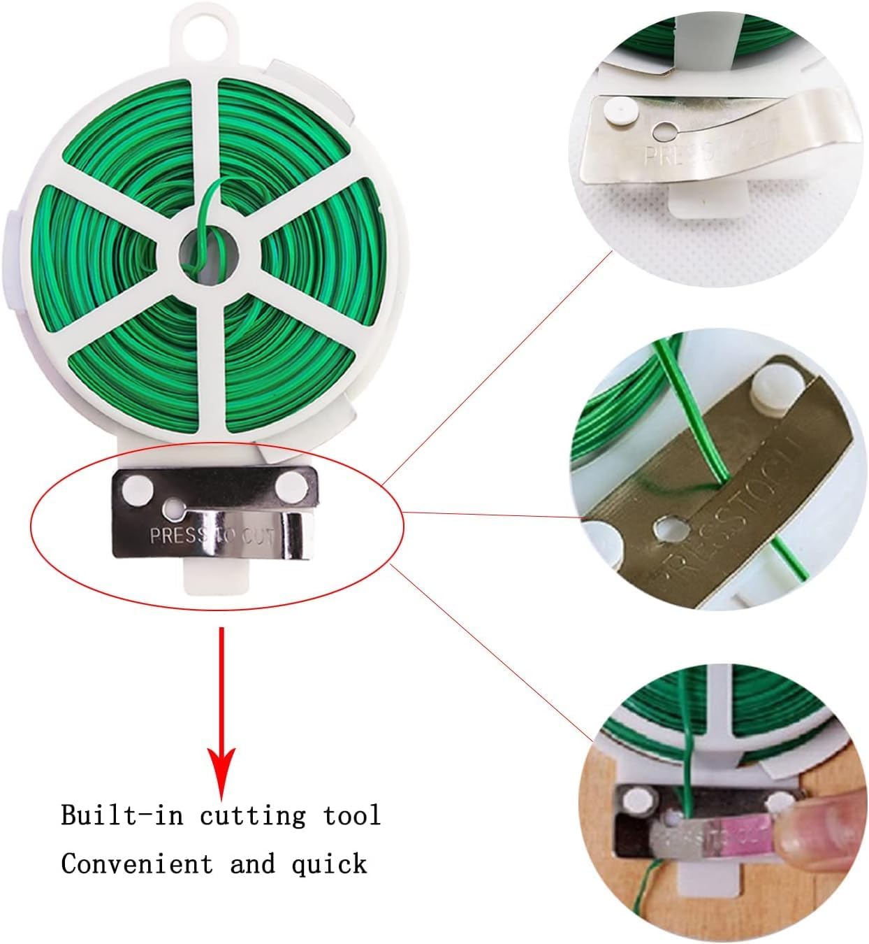 2pcs 20m Green Garden Plant Twist Ties with Cutter – Heavy-Duty Plastic Coated Wire for Gardening, Plant Support, Bag Sealing, Cable Management, Home and Office Organization - Image 2