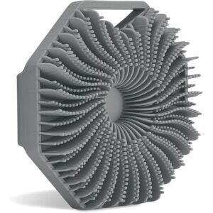 Silicone Body Scrubber – Deep-Cleansing Bristles, Gentle on Sensitive Skin, Removes Dead Skin & Toxins, Boosts Circulation, Perfect for Daily Shower Routine – Durable, Hygienic & Easy to Rinse (Grey)