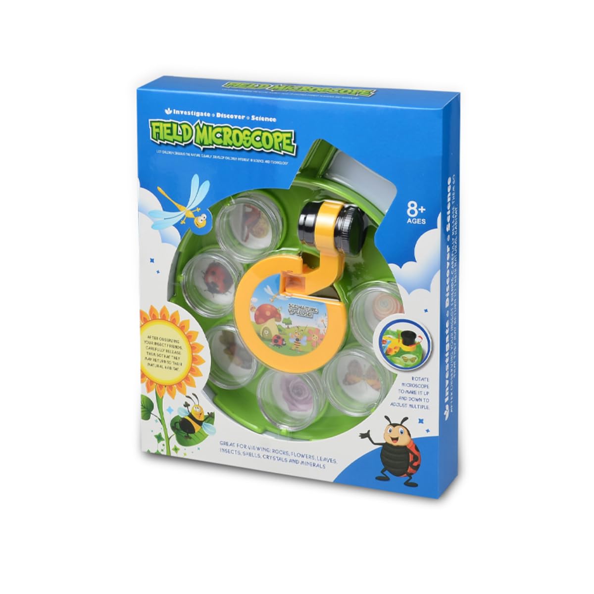 Best Field Microscope, Insect Experiment Kit for Kids, Ideal Educational Toys for Preschool, Primary School Science, Insect Viewer, Magnifying Glass, Observation Box Included