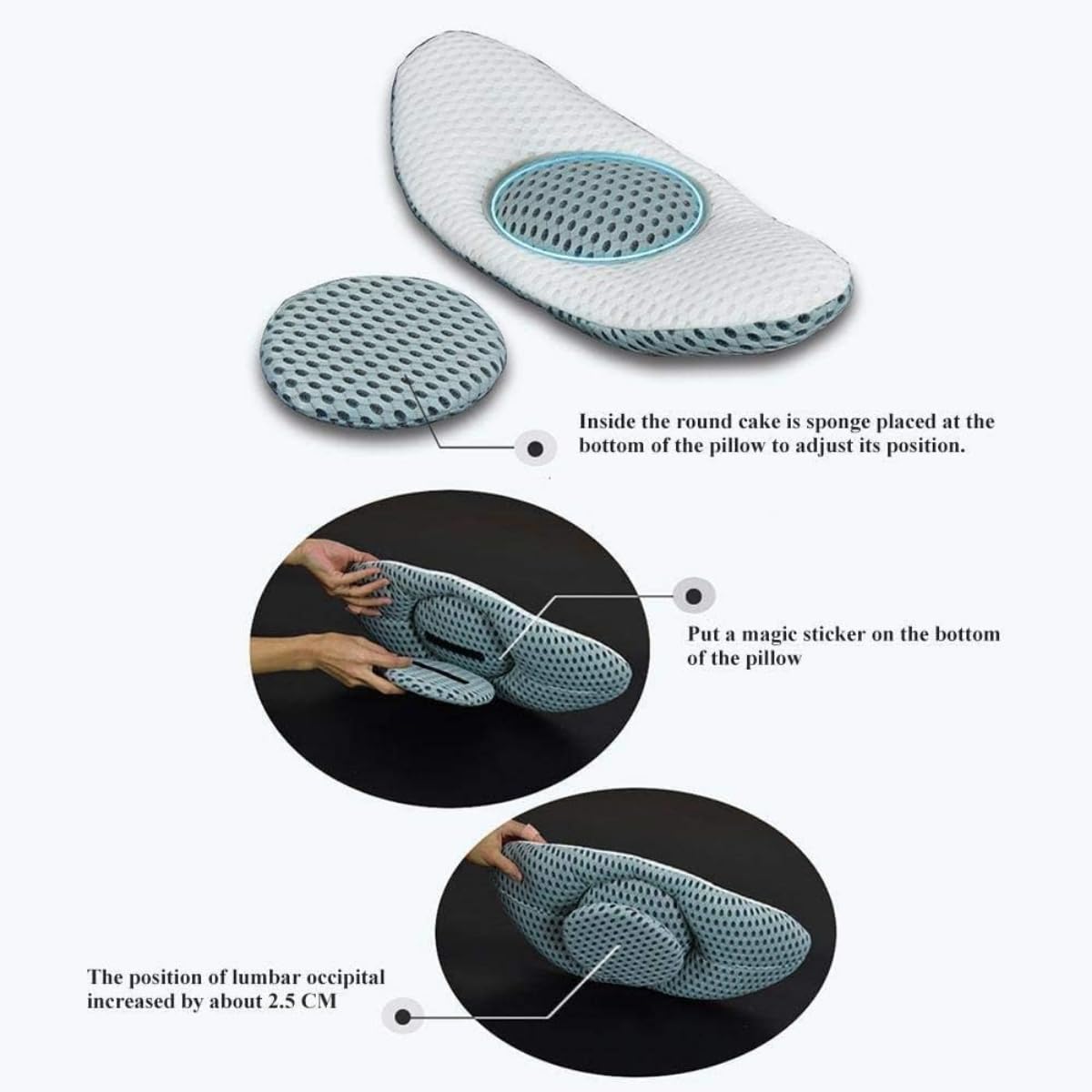 Pillow for Sleeping - Air Mesh Back Pillow for Lower Back & Sciatic Nerve Pain Relief/Ergonomic, Breathable, Washable/Ideal for Side Sleepers, Pregnant Women, Seniors, Drivers - Image 4