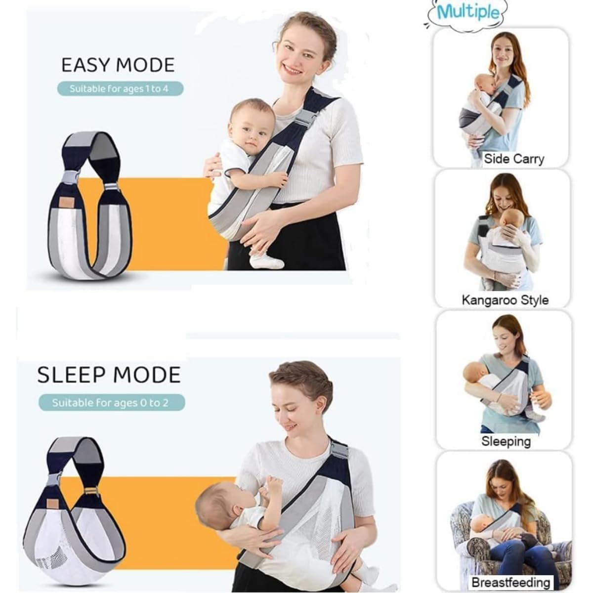 Baby Sling Carrier Newborn to Toddler/Adjustable Lightweight One Shoulder Wrap with Hip Seat | Breathable, Non-Slip Baby Holder Carrier, Soft Infant Sling for Newborns to Toddlers, - Image 6