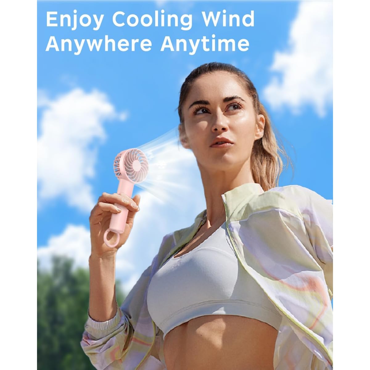 Portable Handheld Fan/USB Rechargeable, 3-Speed Powerful Airflow, Mini Personal Cooling Solution, Beat the Heat Anywhere, Perfect for Travel, Office, or Outdoor Use – Compact & Lightweight (Pink) - Image 2