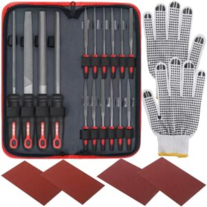 Metal File Tool Set 16PCS / Needle & Hand Files Kit for Metal, Wood, Plastic | T12 Carbon Steel Flat, Round, Half-Round, Triangle Mini & Large Files for DIY, Hobby, Woodworking & Craft