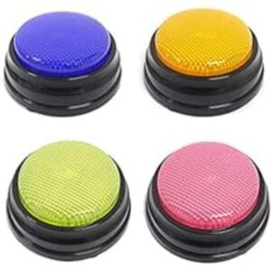 Interactive Recordable Talking Button with LED Function , Learning Resources Answer Buzzers , Parent-Child Toy , Language Education Tool , Perfect Phonograph , ABS Plastic , Blue Pink Green Orange