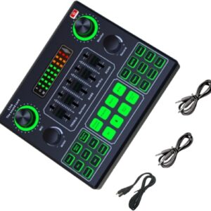 USB Sound Card Voice Changer for Streaming & Podcast – 12 Live Effects, Dual Mic Audio Mixer, Plug & Play Audio Interface for PC, Phone, YouTube, Discord, Zoom, TikTok, Karaoke & Gaming