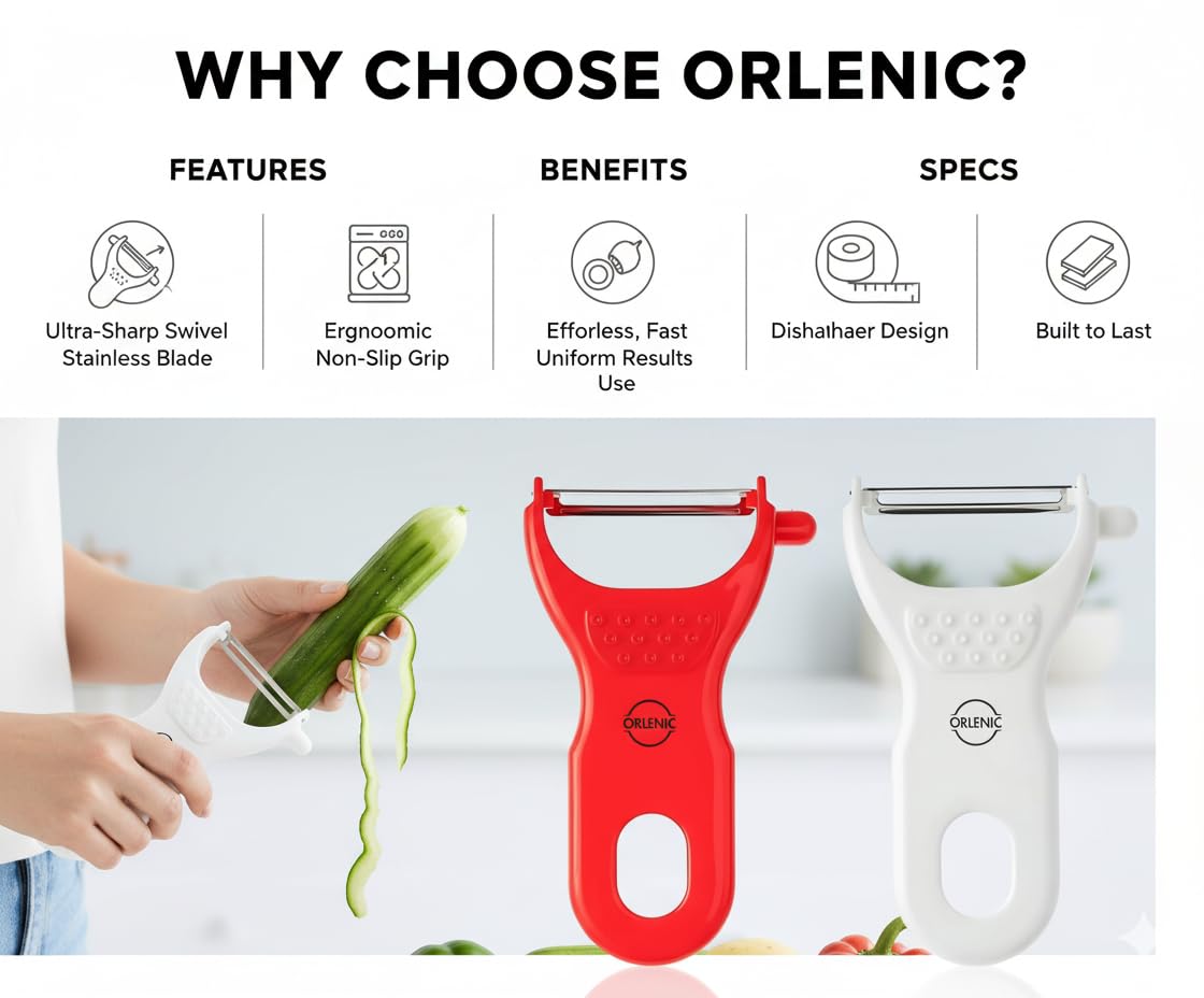 Stainless Steel V Shape Vegetable Fruit Peeler with Cutter – Assorted Color Kitchen Peeler Tool for Potatoes, Carrots, Apples – Rust-Proof Sharp Blade Easy Grip Handle - Image 7