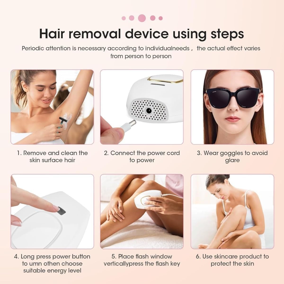 Permanent Hair Removal Device – At-Home Laser Hair Remover for Women & Men, Painless IPL Technology, 5 Energy Levels, Corded Design, Full Body Treatment for Face, Arms, Legs, Bikini Area - Image 6