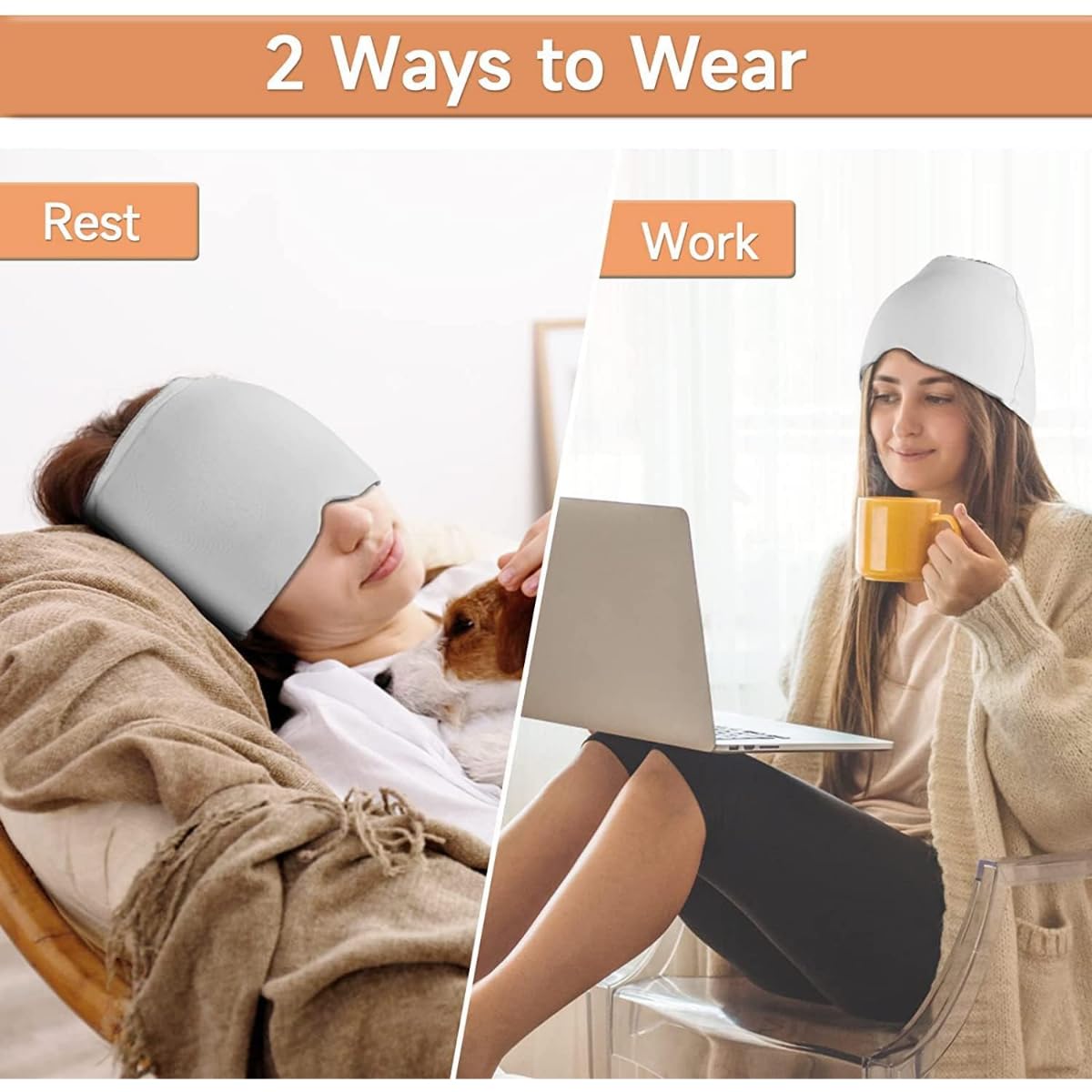 Headache Relief Cap/Cooling & Heating Migraine Hat for Tension, Sinus, Stress & Pain Relief - Image 6