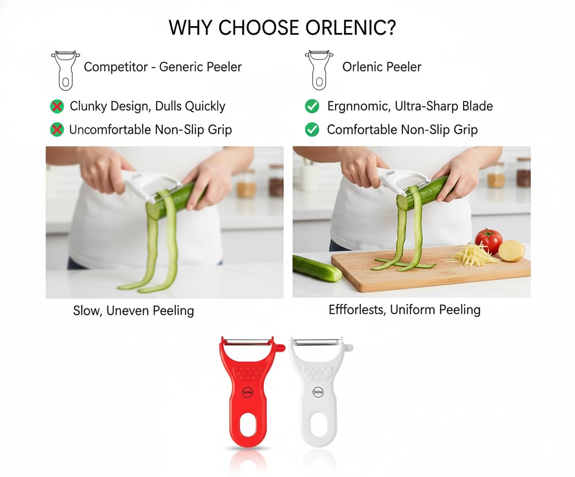 Stainless Steel V Shape Vegetable Fruit Peeler with Cutter – Assorted Color Kitchen Peeler Tool for Potatoes, Carrots, Apples – Rust-Proof Sharp Blade Easy Grip Handle - Image 6