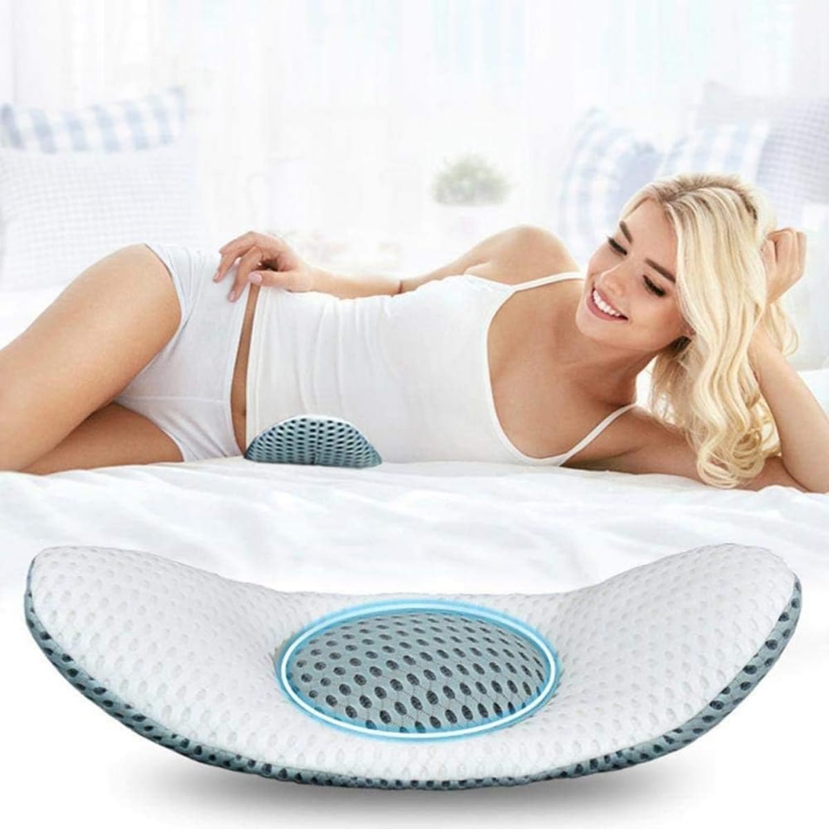 Pillow for Sleeping - Air Mesh Back Pillow for Lower Back & Sciatic Nerve Pain Relief/Ergonomic, Breathable, Washable/Ideal for Side Sleepers, Pregnant Women, Seniors, Drivers