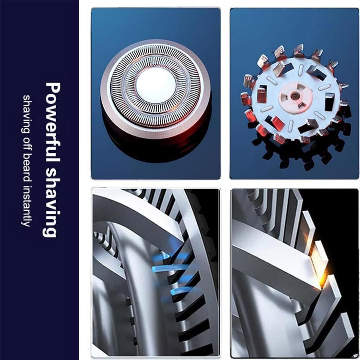 Electric Shaver for Men/Waterproof USB Rechargeable Portable Razor, Wet & Dry Rotary Shaving with Cleaning Brush for Travel & Daily Use - Image 6