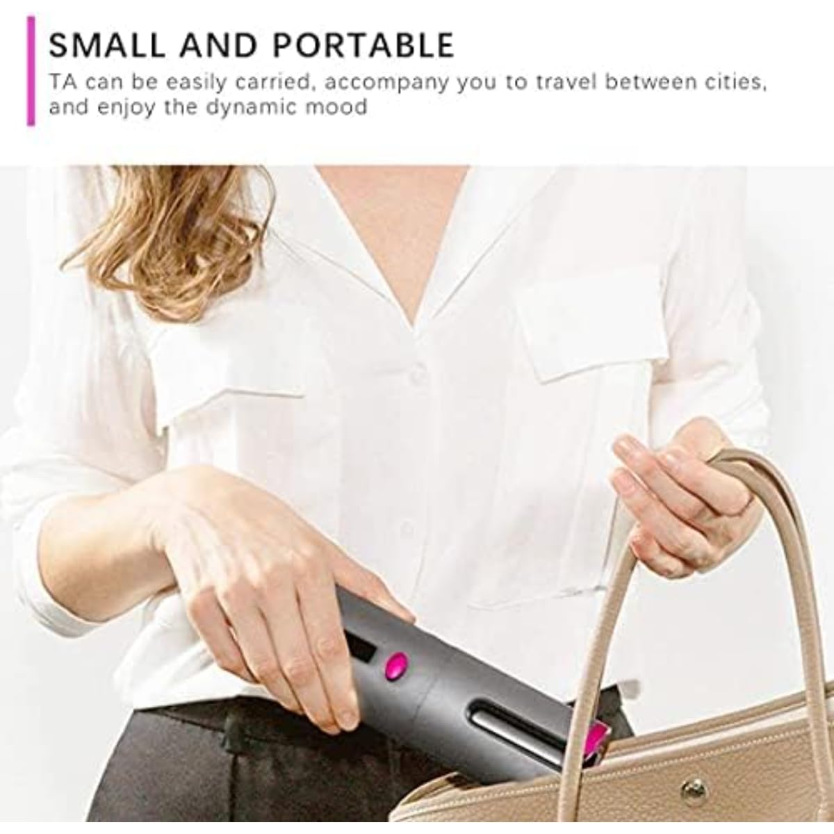 Unbound Cordless Auto Rotating Ceramic Hair Curler, USB Rechargeable, LED Display, 6 Temperature Settings, Anti-Tangle, Portable Hair Curler, Easy Use, Gray - Image 7