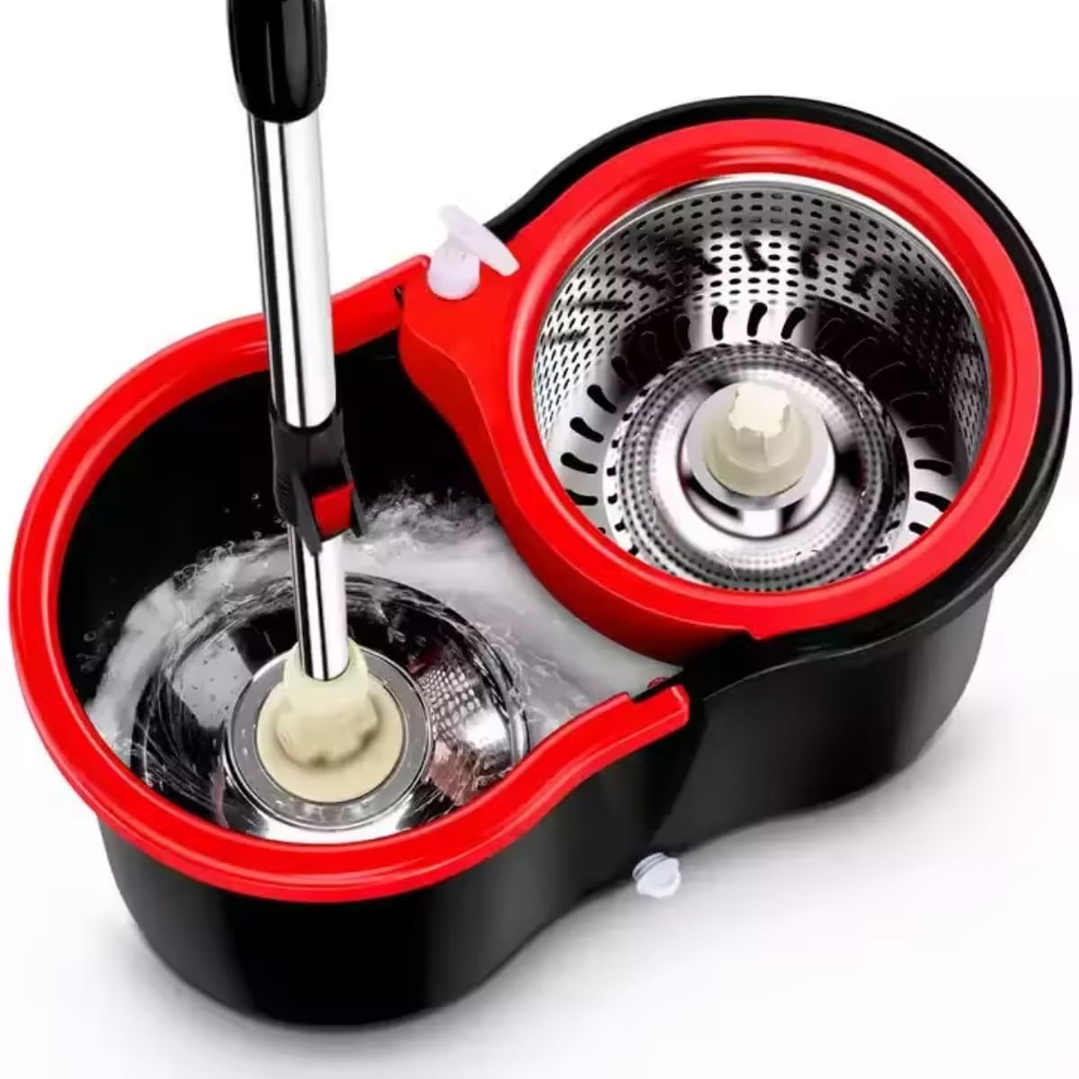 Spin Mop Bucket Set with Easy Spin Mop and Bucket for Home Kitchen Floor Cleaning | Microfiber Spin Mop Kit, Extended Handle, Self-Cleaning | Fast Cleaning Mop Bucket on Wheels laundry basket - Image 3