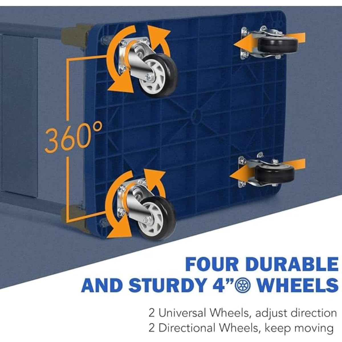 Platform Hand Truck/Heavy Duty Foldable Push Cart with 4 Wheels, Non-Slip Deck, and Sturdy Metal Handle for Warehouse, Office, or Home Use - Image 5