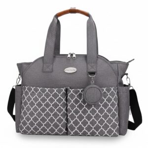 Unisex Diaper Tote Bag Large Capacity, Multifunctional Baby Bag with Multiple Pockets, Waterproof Polyester, Adjustable Shoulder Strap, Detachable Pacifier Case