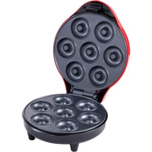 Effortless Mini Doughnut Maker, 7 Doughnuts, Non-Stick Surface, 1200W, DIY Breakfast, Snacks, Desserts, Cake Mix, Brownie Mix, Timer, Auto-Off, Space-Saving, Stylish Design, Family Fun & Easy