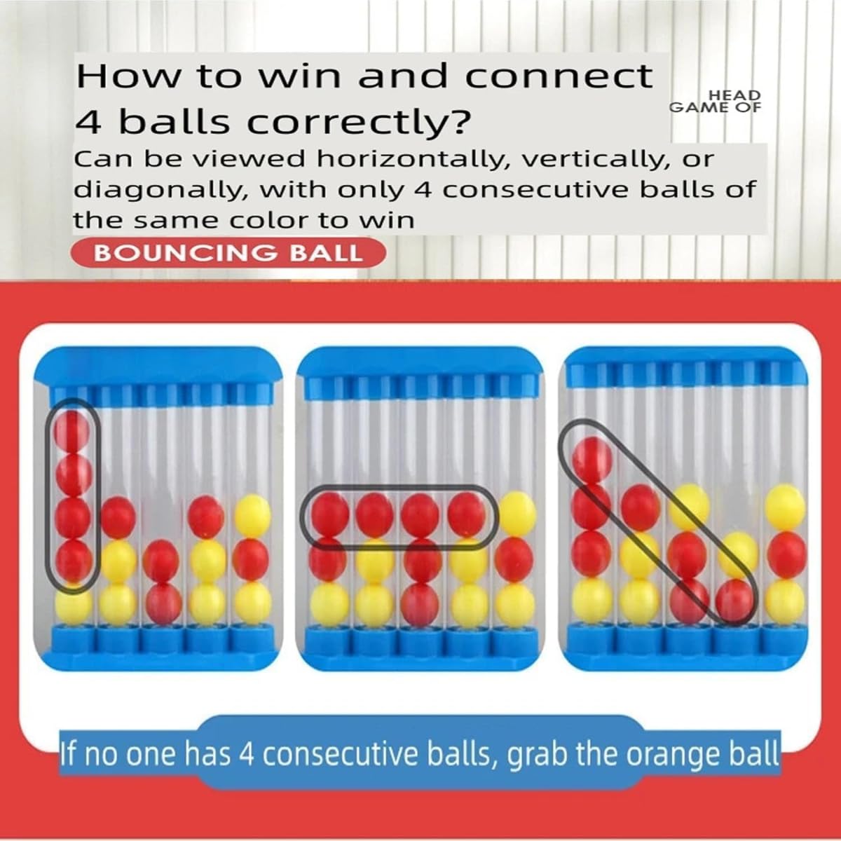 Bounce Ball Game, Tabletop Game, Educational Toy, Connect Ball, 4 in a Row Game, Parent-Child Game, Family Fun, Plastic, Indoor, Outdoor Activity, Family Travel, Classic Tabletop Game - Image 4