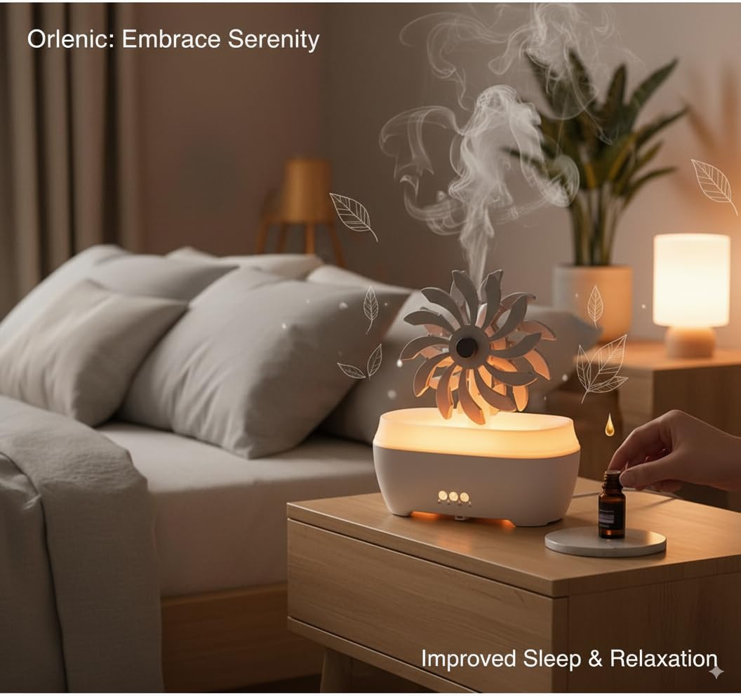 Rain Windmill Aromatherapy Diffuser with Water Drip Humidifier, Essential Oil Diffuser with 7 Color LED Night Light, Remote Control, Adjustable Mist, Timer and Auto Shut-Off - Image 2