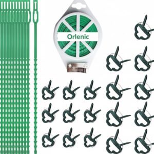 31Pcs Plant Clips Set, Garden Clips and Adjustable Plant Ties for Climbing Plants, Tomatoes, Cucumbers, Beans, Vines, Flowers, Soft Twist Ties with Cutter for Plant Support