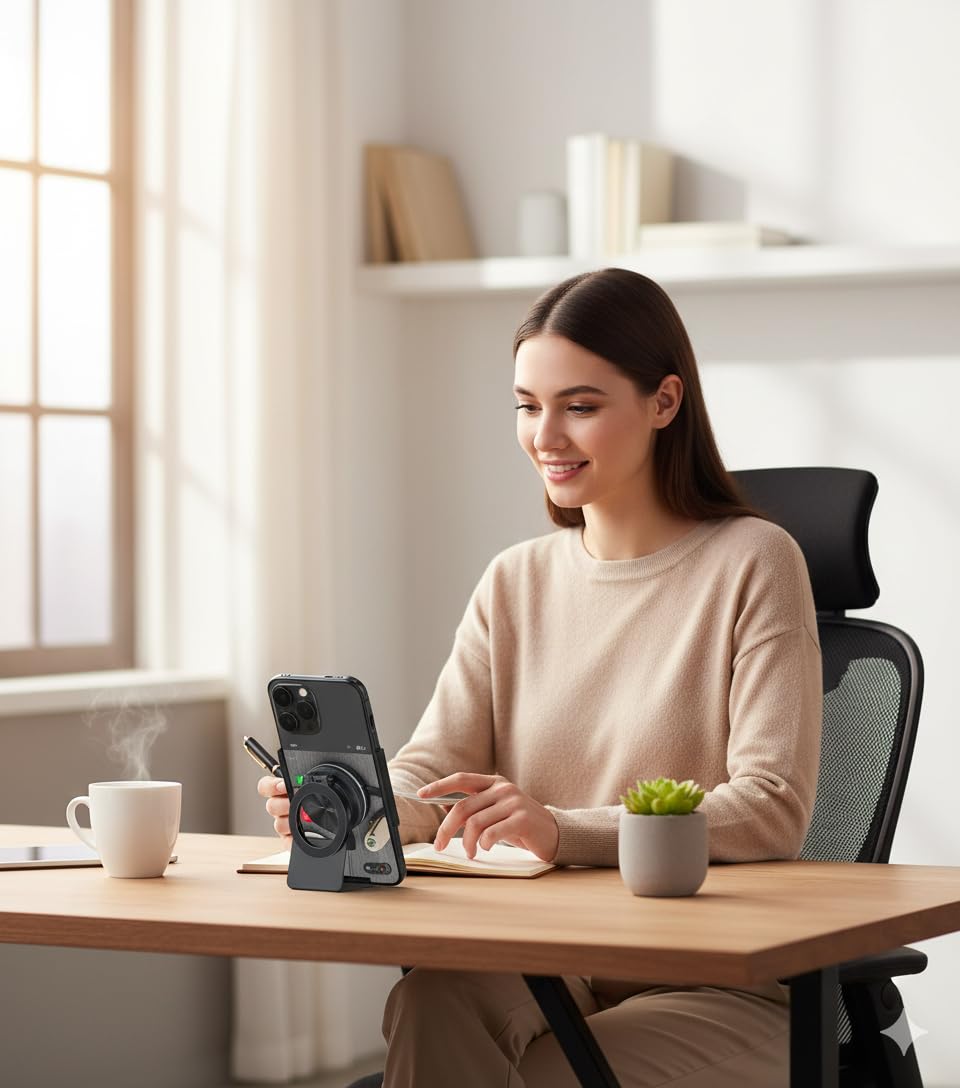 Magnetic Vacuum Suction Car Phone Holder Mount C1, 360° Rotating & 270° Folding, Strong Suction for Smooth Surfaces, Dashboard, Glass, Kitchen, Gym, Shower, Compatible with IOS & Android - Image 2