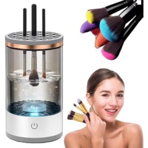 Electric Makeup Brush Cleaner and Dryer Machine/Automatic Quick Cleaning Spinner Device for Cosmetic Brushes – Deep Clean Tool for Beauty and Skincare Routine