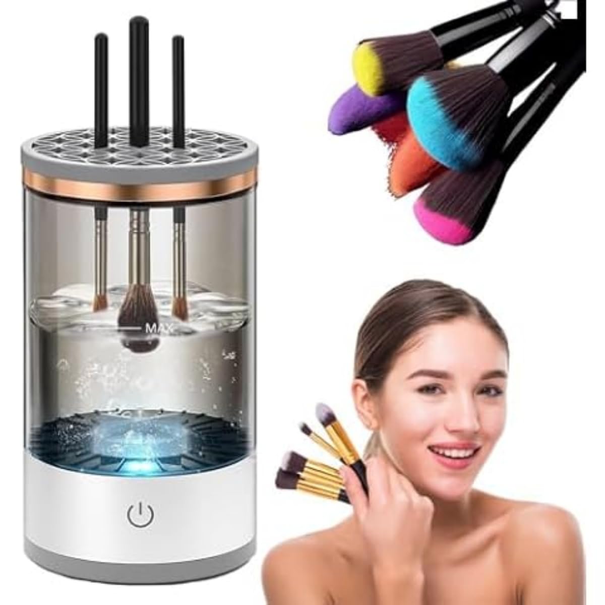Electric Makeup Brush Cleaner and Dryer Machine/Automatic Quick Cleaning Spinner Device for Cosmetic Brushes – Deep Clean Tool for Beauty and Skincare Routine