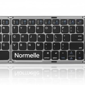 Foldable Bluetooth Keyboard with Touchpad, Portable Wireless Mini Keyboard for PC, Tablet, Smartphone, Android, iOS, Smart TV, Rechargeable, Ergonomic Compact Design, Dark Gray