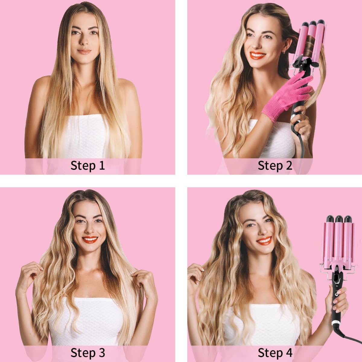 Triple Barrel Curling Iron, Adjustable Temperature, Fast Heating, Professional Salon Quality, curling iron brush, curling iron set, curling iron 3 barrel, curling iron holder, curling iron - Image 4