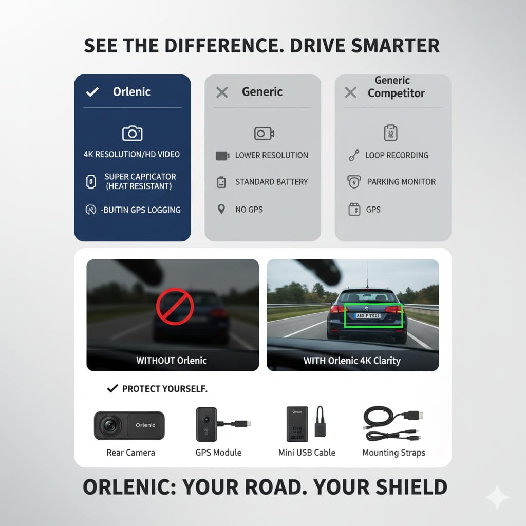 Dash Cam Mirror 1080P Full HD Front and Rear Dual Lens Car Driving Recorder, Wide-Angle Dashboard Camera DVR with G-Sensor, Loop Recording, Parking Surveillance, Motion Detection (Black) - Image 7