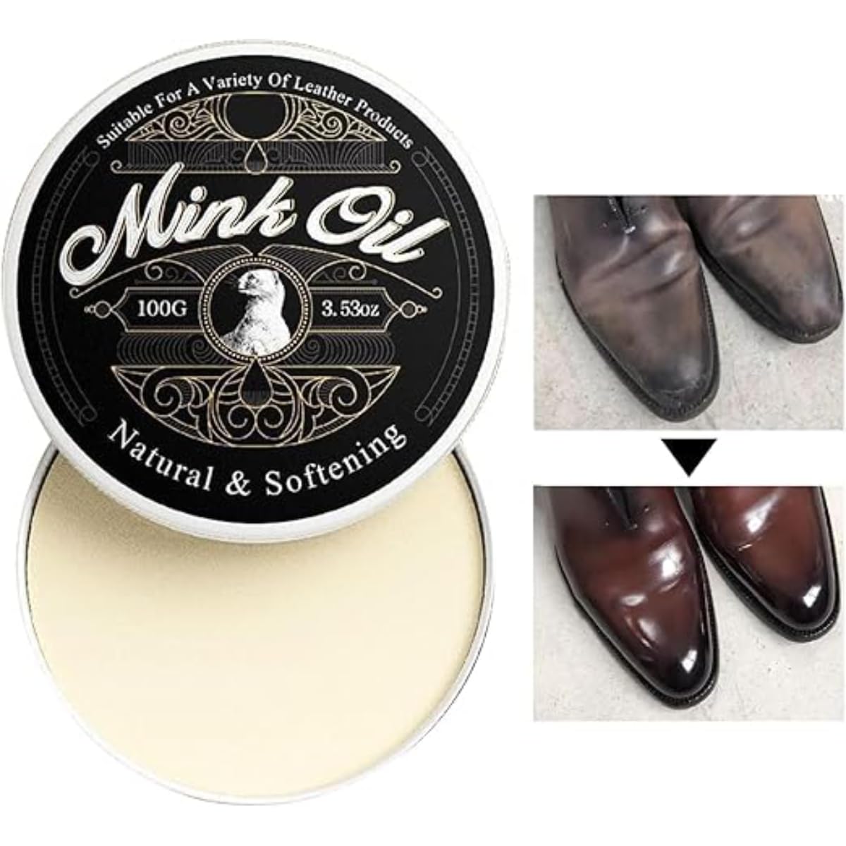 Deeply Conditions & Waterproofs, Mink Oil Leather Conditioner 100g All-Natural Paste, Restores Suppleness, Protects Against Cracking & Dryness, Perfect for Boots, Shoes, Jackets - Image 2